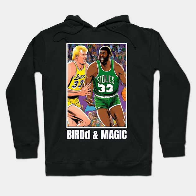 Larry Bird and Magic Johnson victor illustration design Hoodie by Nasromaystro